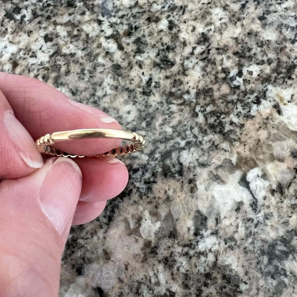 14K Stackable Beaded Band